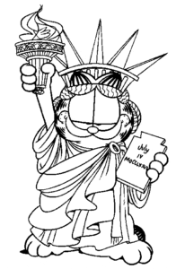 Desenho para colorir de Garfield como Estátua da Liberdade