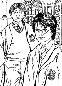 Desenho de Harry Potter e Rony para colorir e imprimir