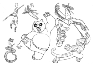 Desenho para colorir de Personagens de Kung Fu Panda