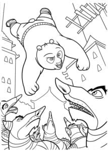 Desenho para colorir de Urso panda Po caindo