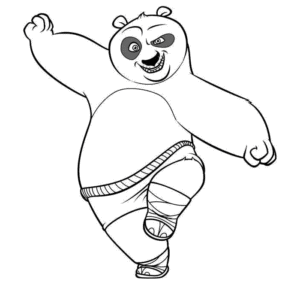 Desenho para colorir de Urso panda Po lutando kung fu