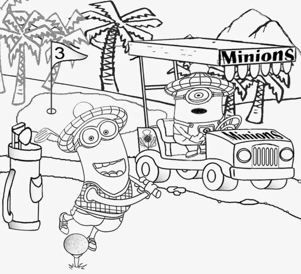 Desenho De Minions No Campo De Golfe Para Colorir