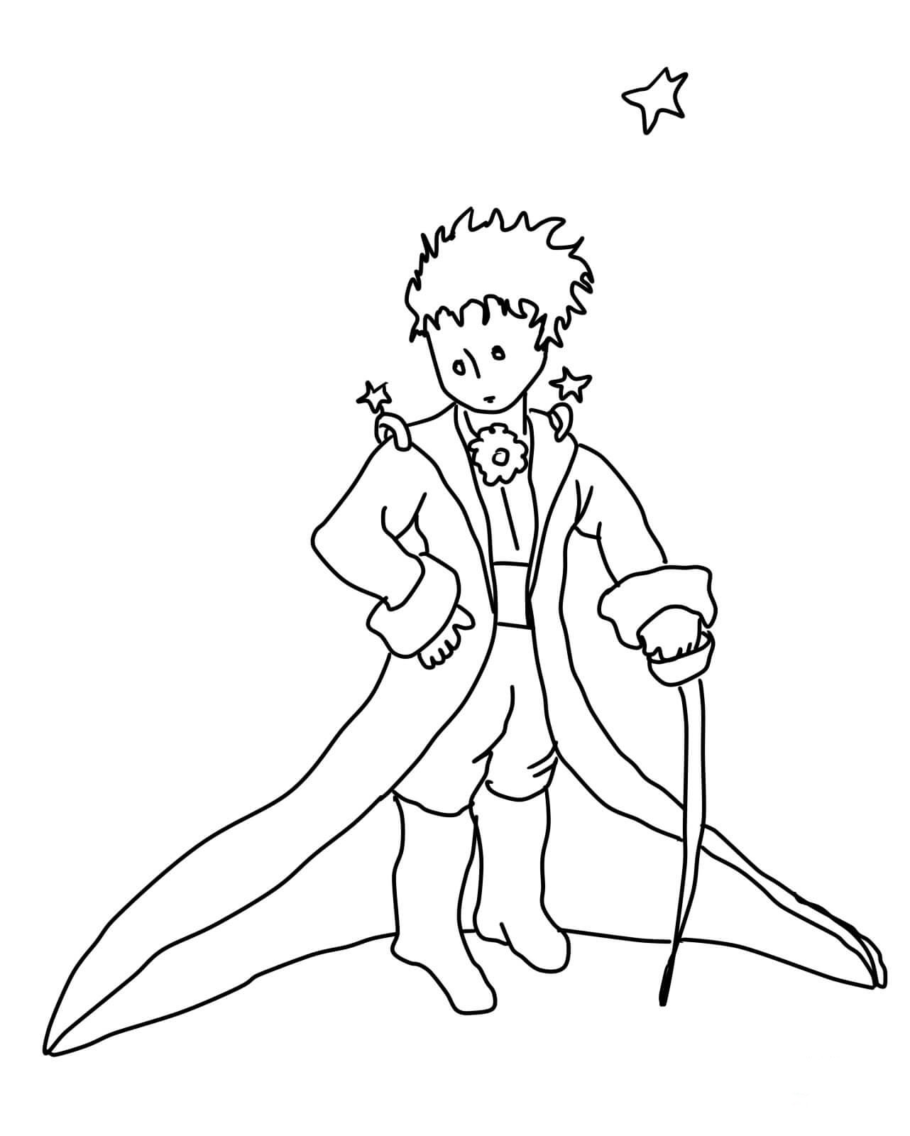 Desenho para colorir de Pequeno Príncipe e sua roupa