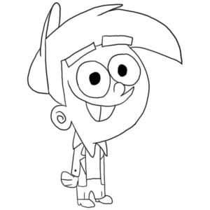 Desenho para colorir de Timmy protagonista de Padrinhos Mágicos