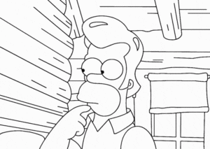 Desenho para colorir de Homer Simpson com peruca