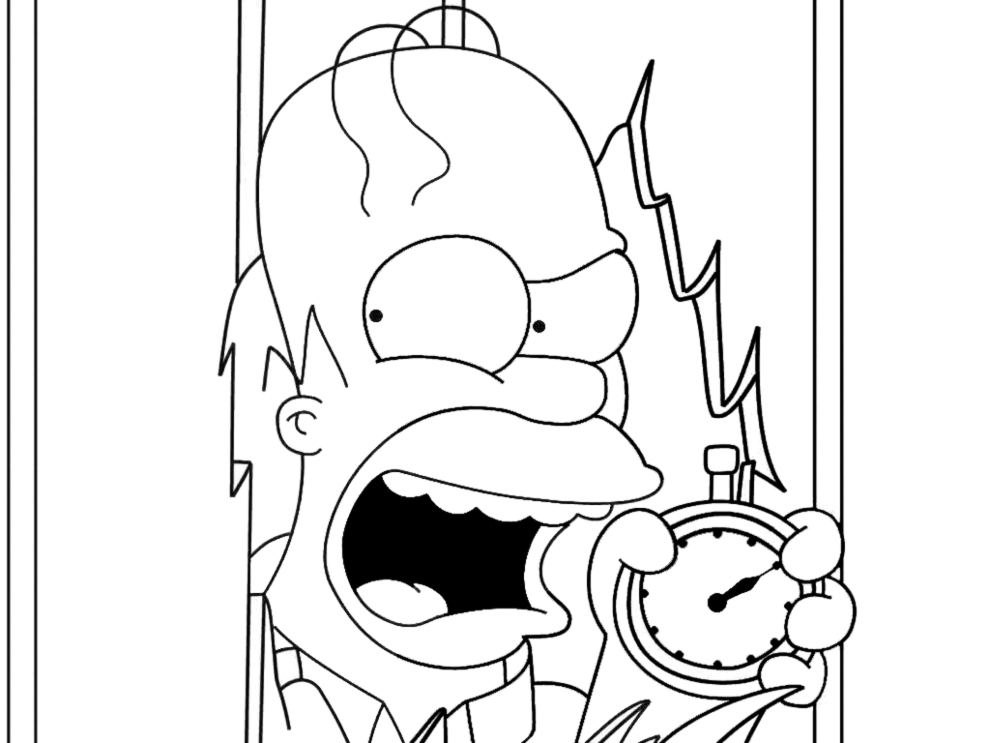 Desenho De Homer Simpson E Relógio Para Colorir