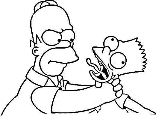 Desenho Para Colorir De Homer Simpson Esganando Bart