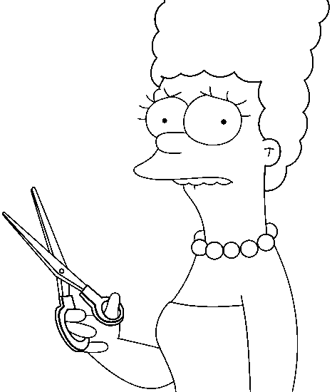 Desenho Para Colorir De Marge Simpson E Tesoura