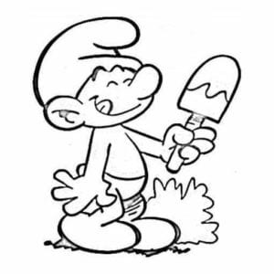 Desenho para colorir de Smurf guloso tomando picolé