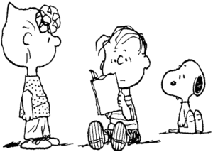 Desenho para colorir de Snoopy, Charlie Brown e Sally