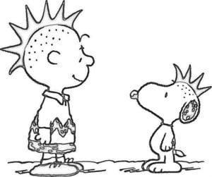 Desenho de Snoopy e Charlie Brown punk para colorir e imprimir
