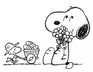 Desenho de Snoopy e Woodstock para colorir e imprimir