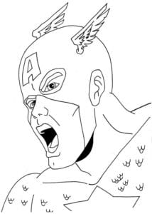 Desenho para colorir de Capitão América gritando