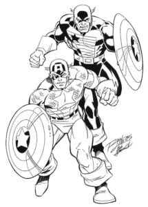 Desenho para colorir de Capitão América e seu amigo