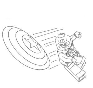 Desenho para colorir de Capitão América Lego jogando escudo