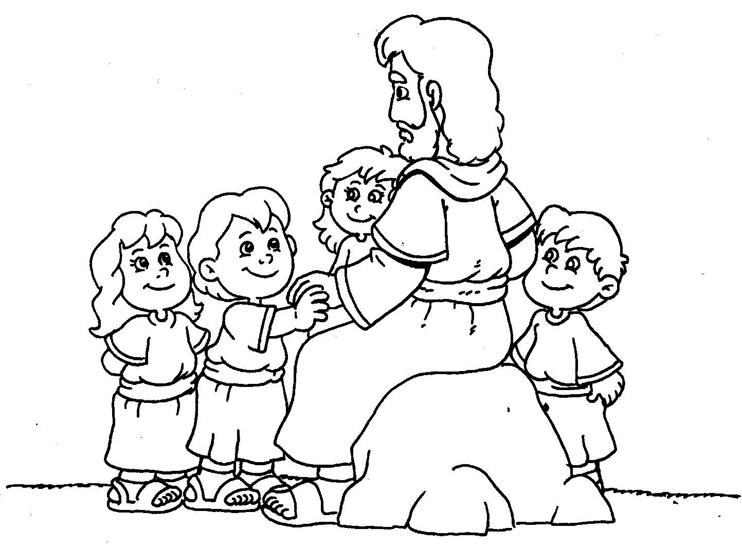 Desenhos Bíblicos para Colorir – Jesus e as Criancinhas