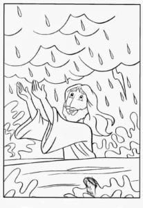 Desenho para colorir de Jesus acalmando a tempestade do mar