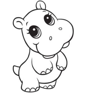 Desenho de Hipopótamo Bebê Para Colorir